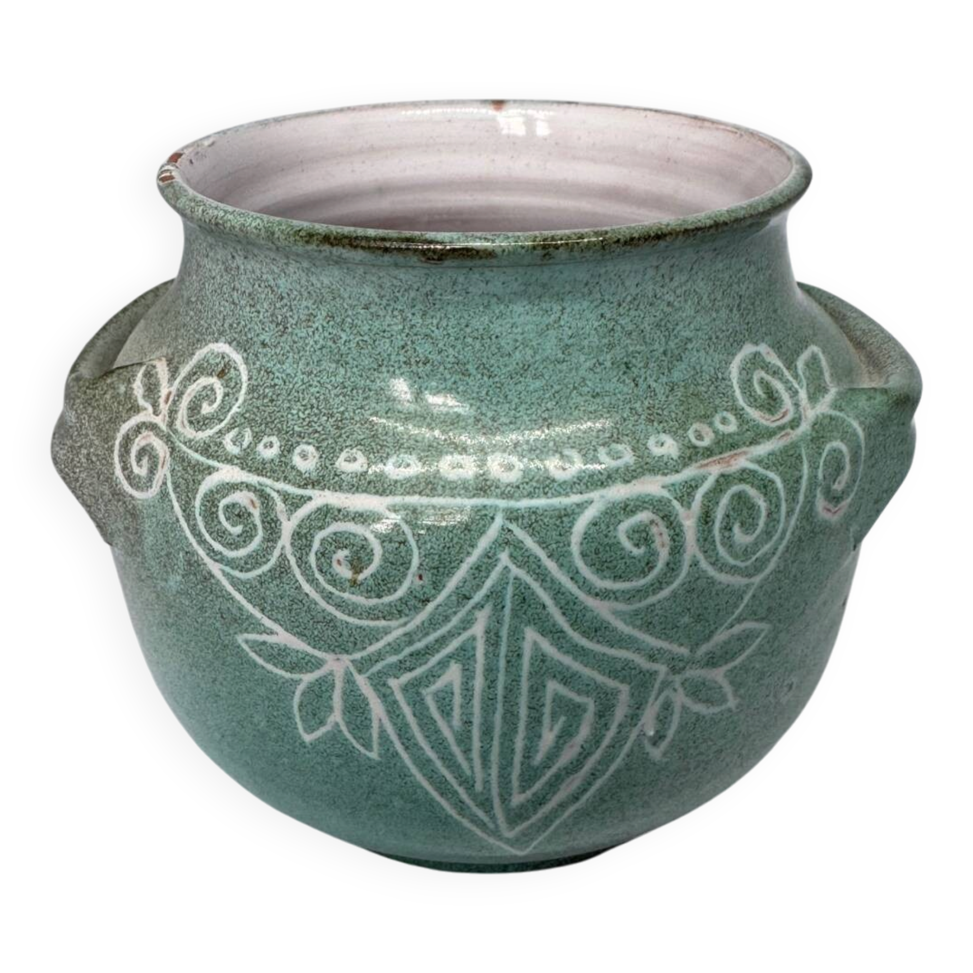 Green ceramic pot Le Frasnois