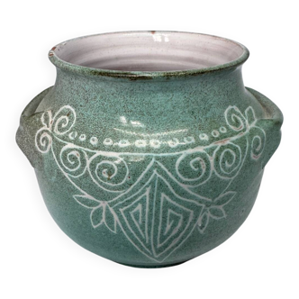 Green ceramic pot Le Frasnois
