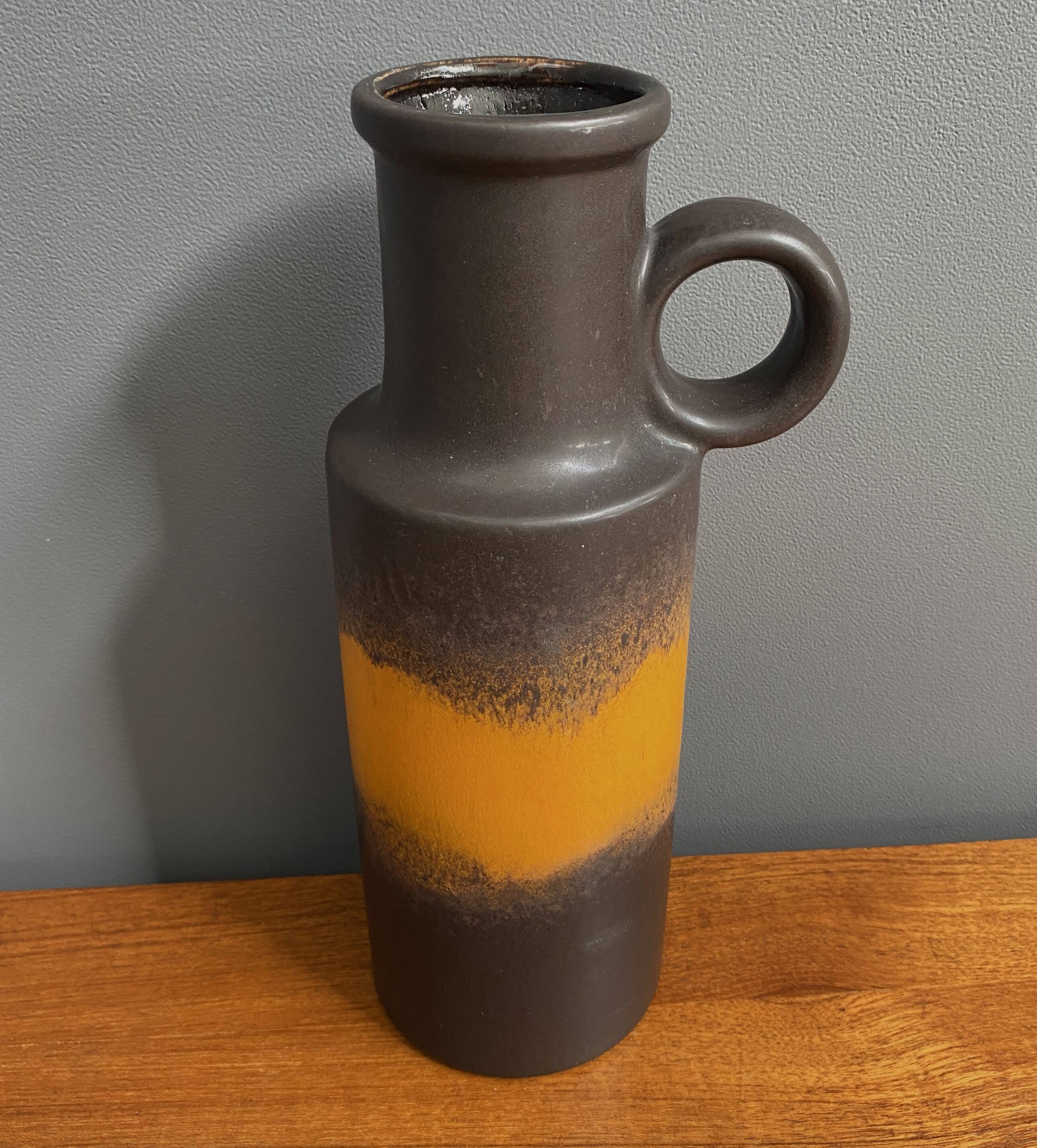 vase marron et orange Allemagne de l'Ouest Scheurich modèle 401-28 années 1970