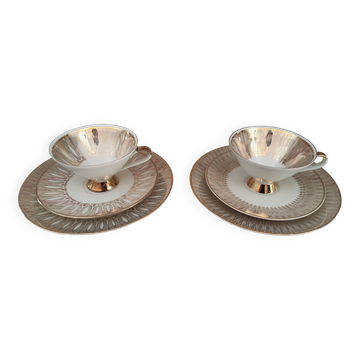 Head to head in porcelain Bavaria 6 pieces floral decoration and gilding