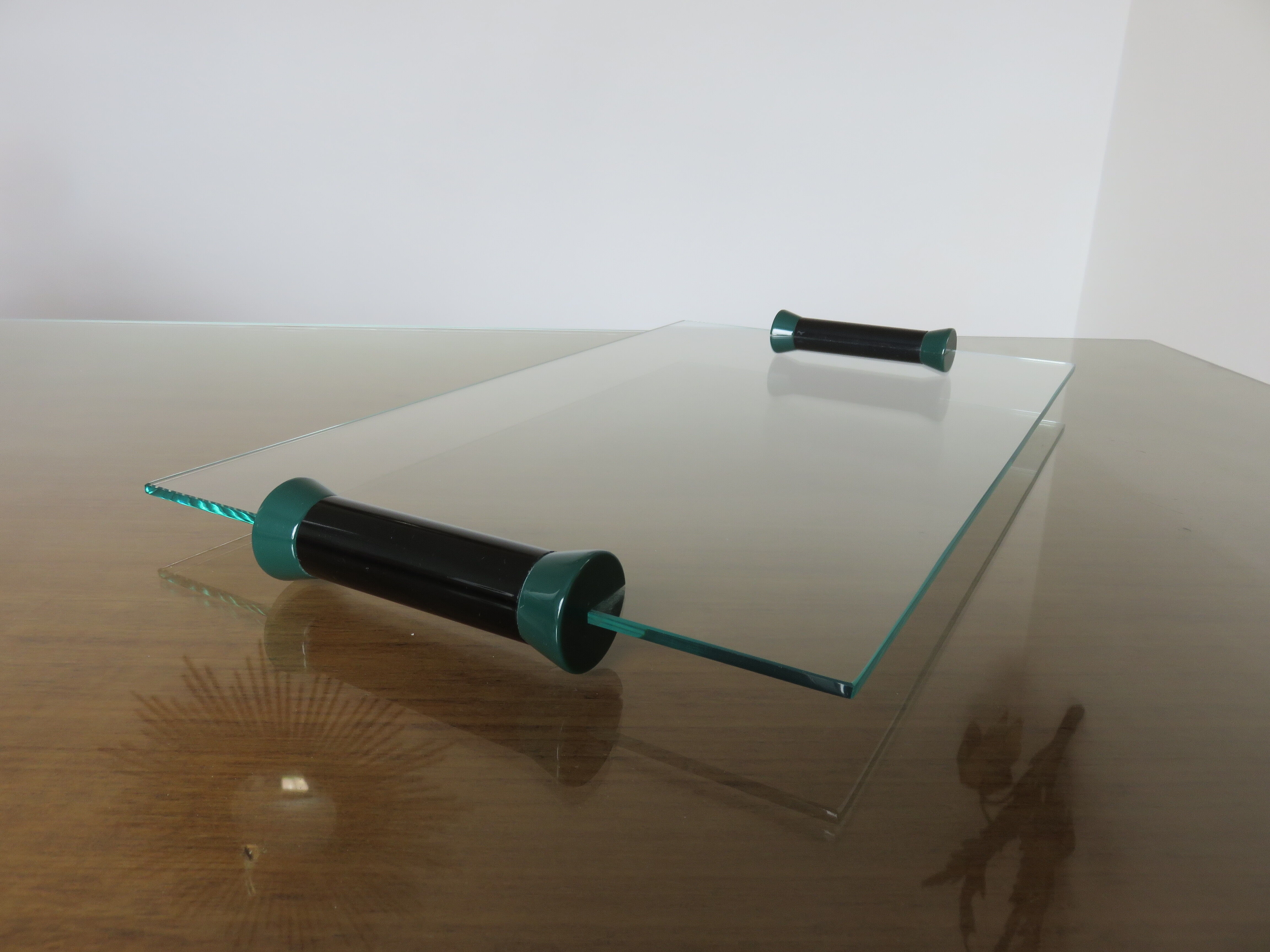 Plateau en verre et polycarbonate années 80 ers Memphis