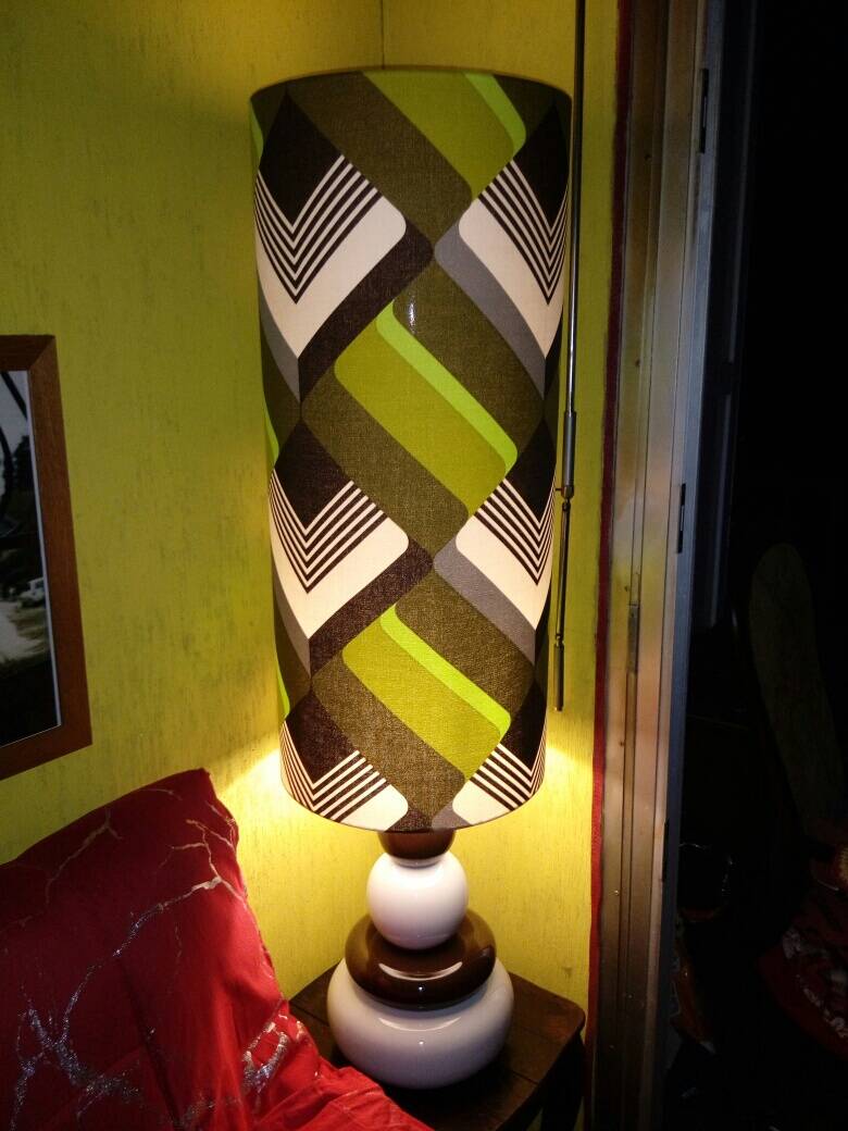Green braid lampshade H80 D35 - 70s fabric