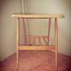 Scandinavian table with compass legs + magazine rack.