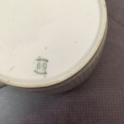 Charles PILLIVUYT Mehun porcelain sugar with fluted relief and blue and white checkered pattern