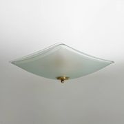 Lampe de plafond en verre satiné et laiton, années 1970