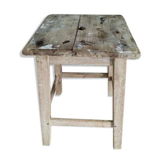Patinated wooden stool square seat dp 0322007 old vintage
