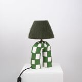 'You' Table Lamp - Green Checkerboard