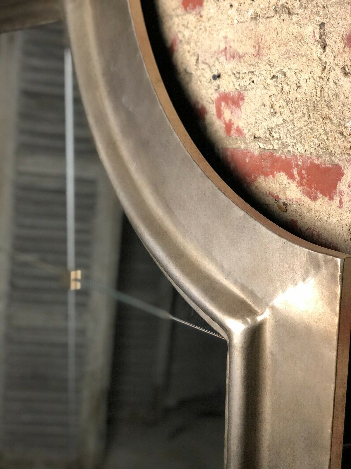 Square brewery mirror in metal champagne color 178 cm