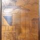 Pyrographed Screen, Mediterranean Medieval Town, Art Nouveau/Deco, 1930