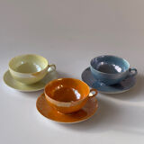 Iridescent fine porcelain teacups
