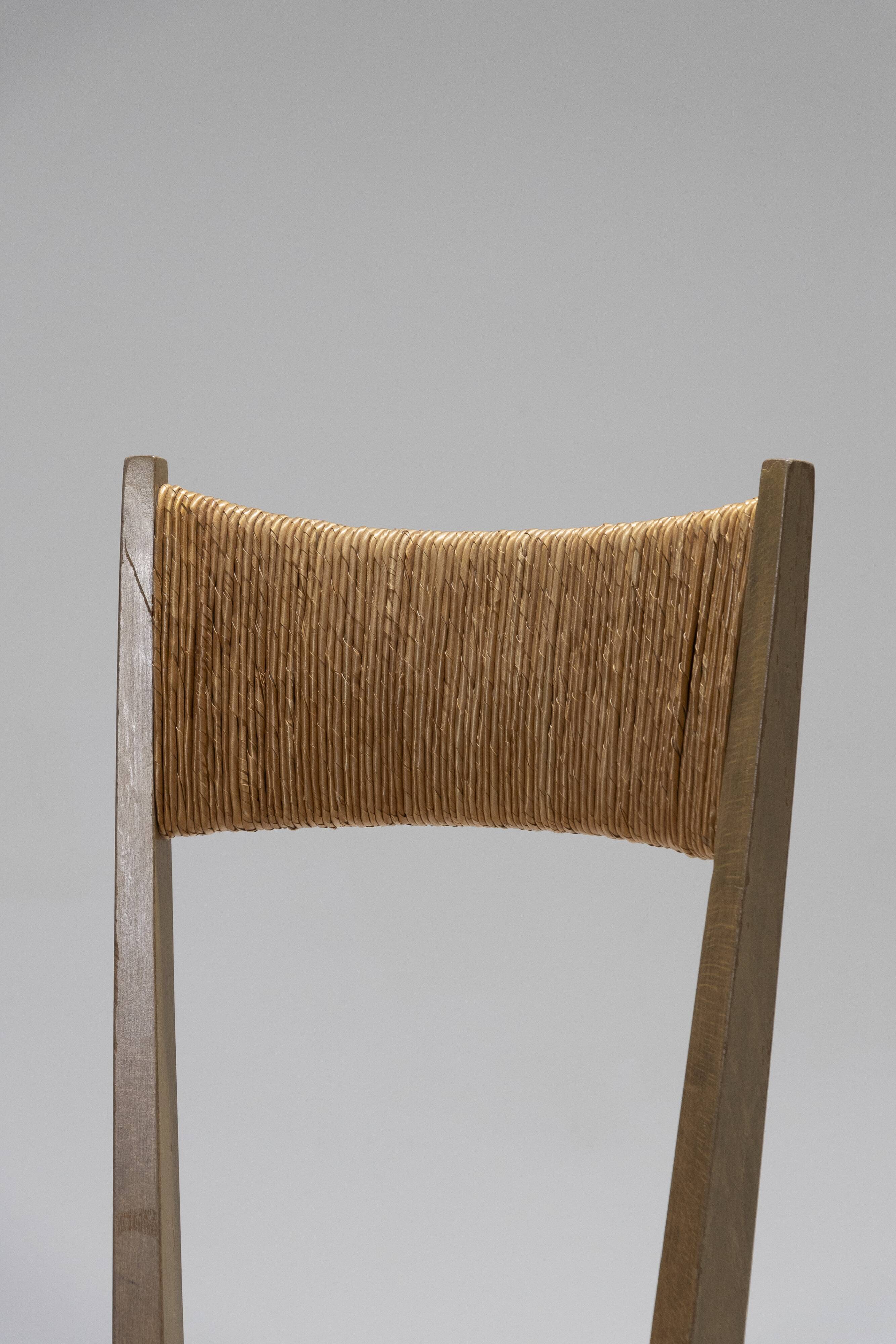 Pair of straw chairs, geneviève pons, 1950s