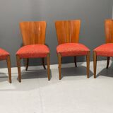 Set of Four H-214 Chairs by Jindřich Halabala, Walnut, 1950s