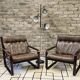Pair of vintage 1970s faux leather armchairs