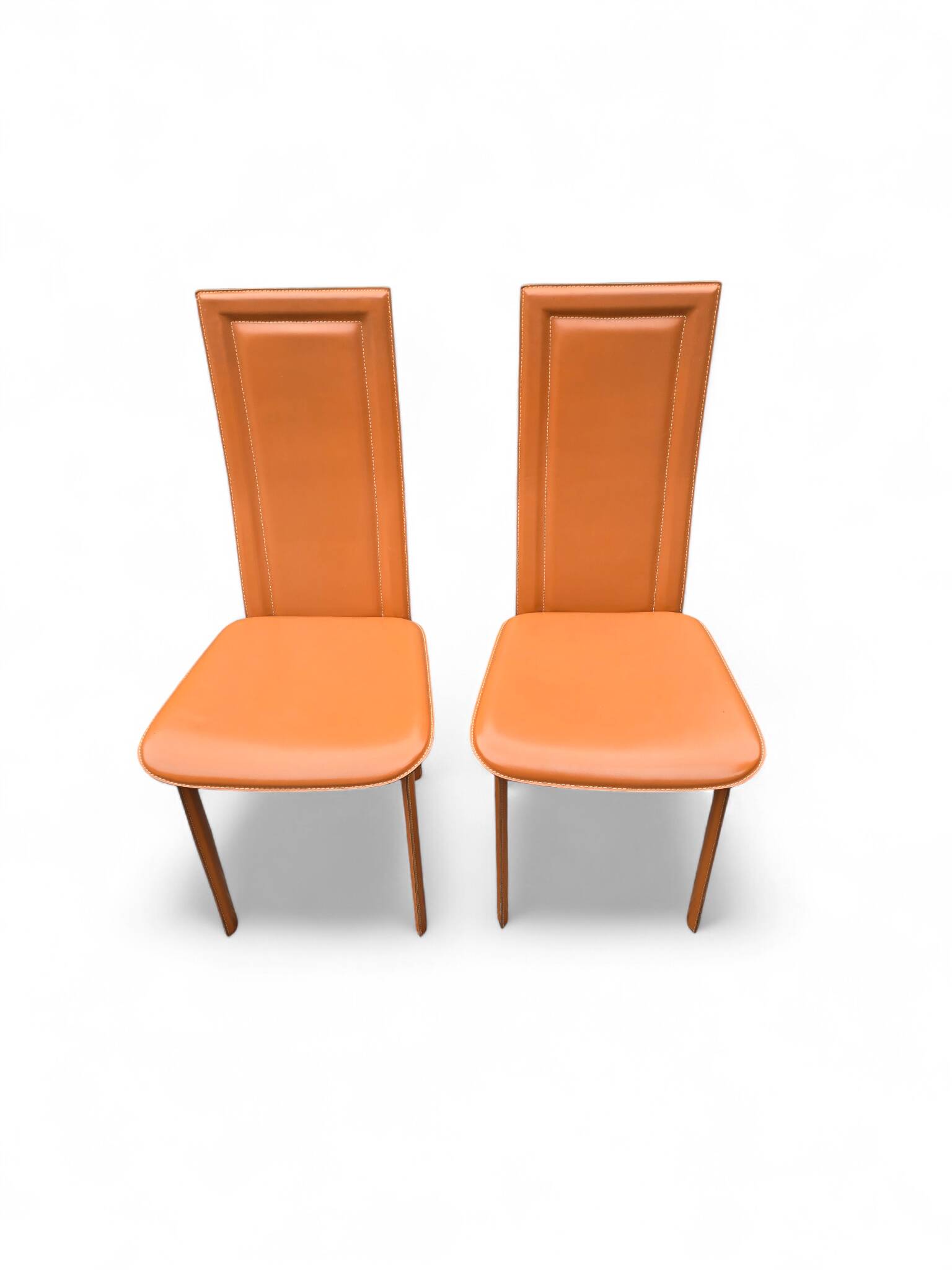 Set of 2 brown leather chairs