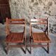 Pair of vintage French folding chairs – 1970s – beech wood chairs – rustic seats