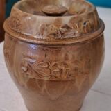 Enamelled stoneware pot signed Denbac