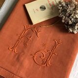 Old cloth in pure washed linen tinted in earthen