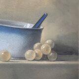 Still life with pot, grapes and anemone