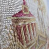 Fauteuil danois à dossier haut des années 1950, en laine tissée à la main, velours, bois de chêne sculpté.