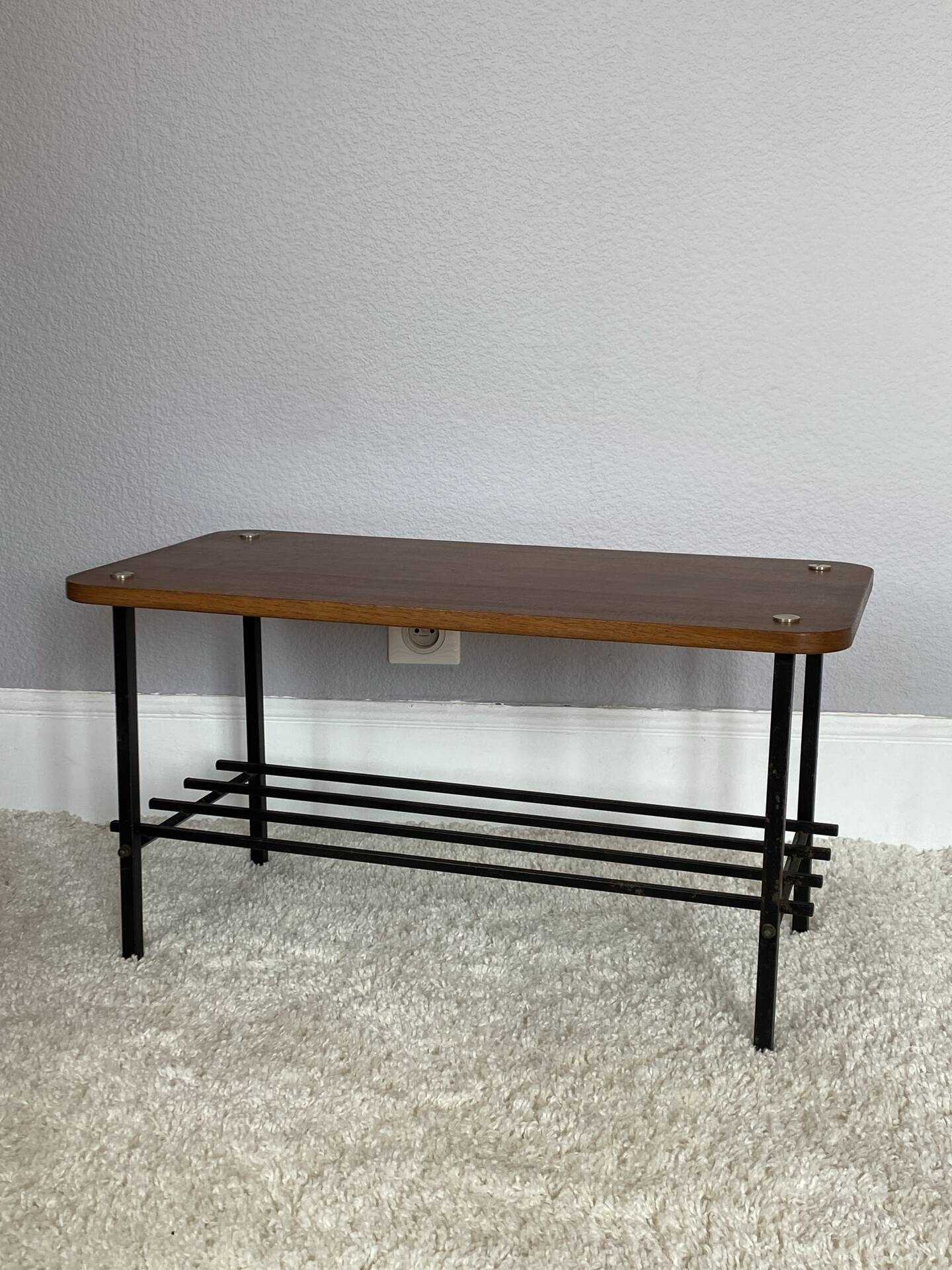 Vintage 50s design wood and metal coffee table