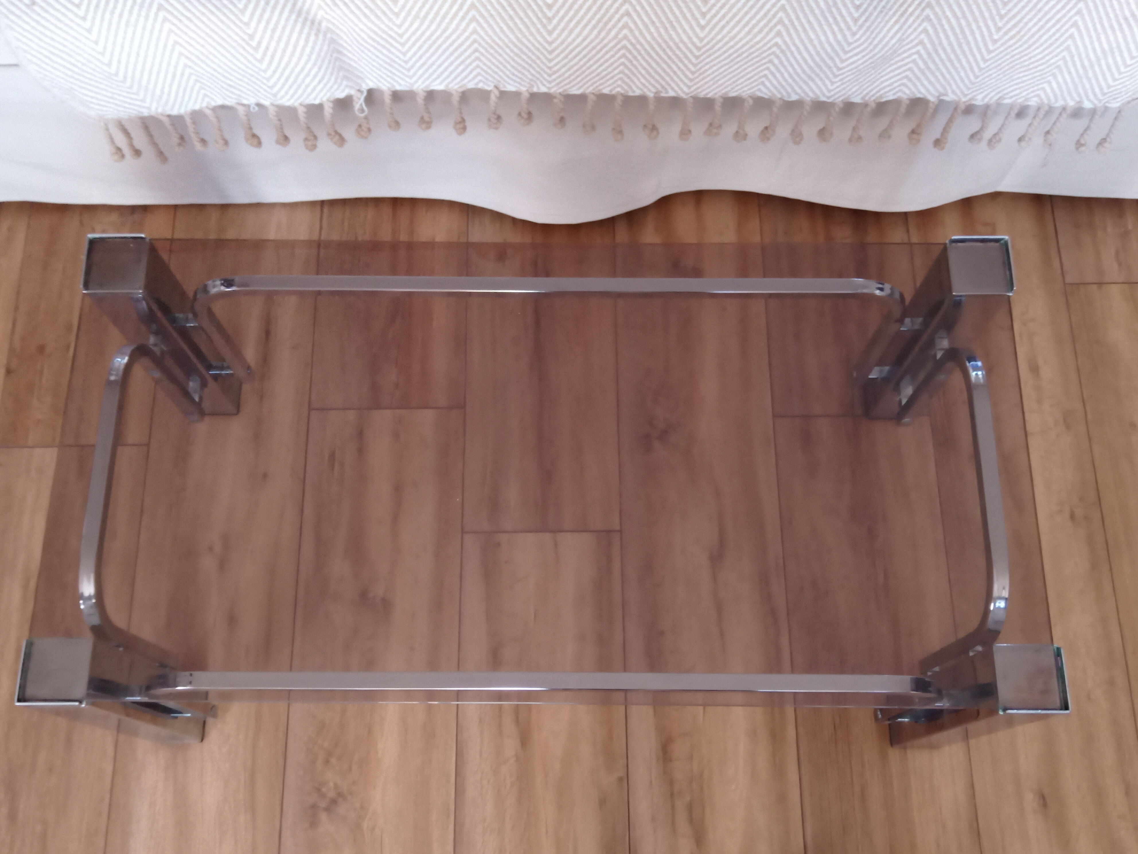 Vintage 70s lounge coffee table chrome-plated base and smoky glass tray
