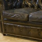 Chesterfield 3-seater sofa in black leather
