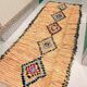 Vintage beige apricot Berber hallway rug with colourful patterns – 280 × 110 cm