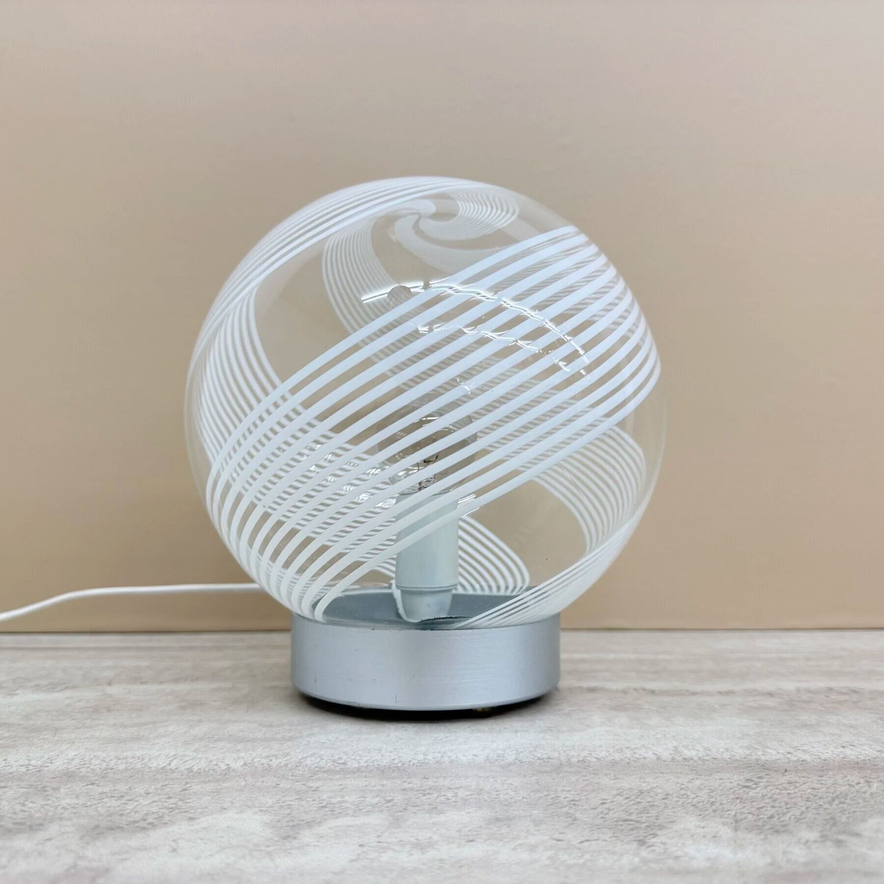 Mid-century design swirl glass table lamp, 1970s Italy
