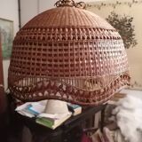 Braided wicker pendant light