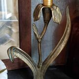 Old iris flower candle holder in solid brass