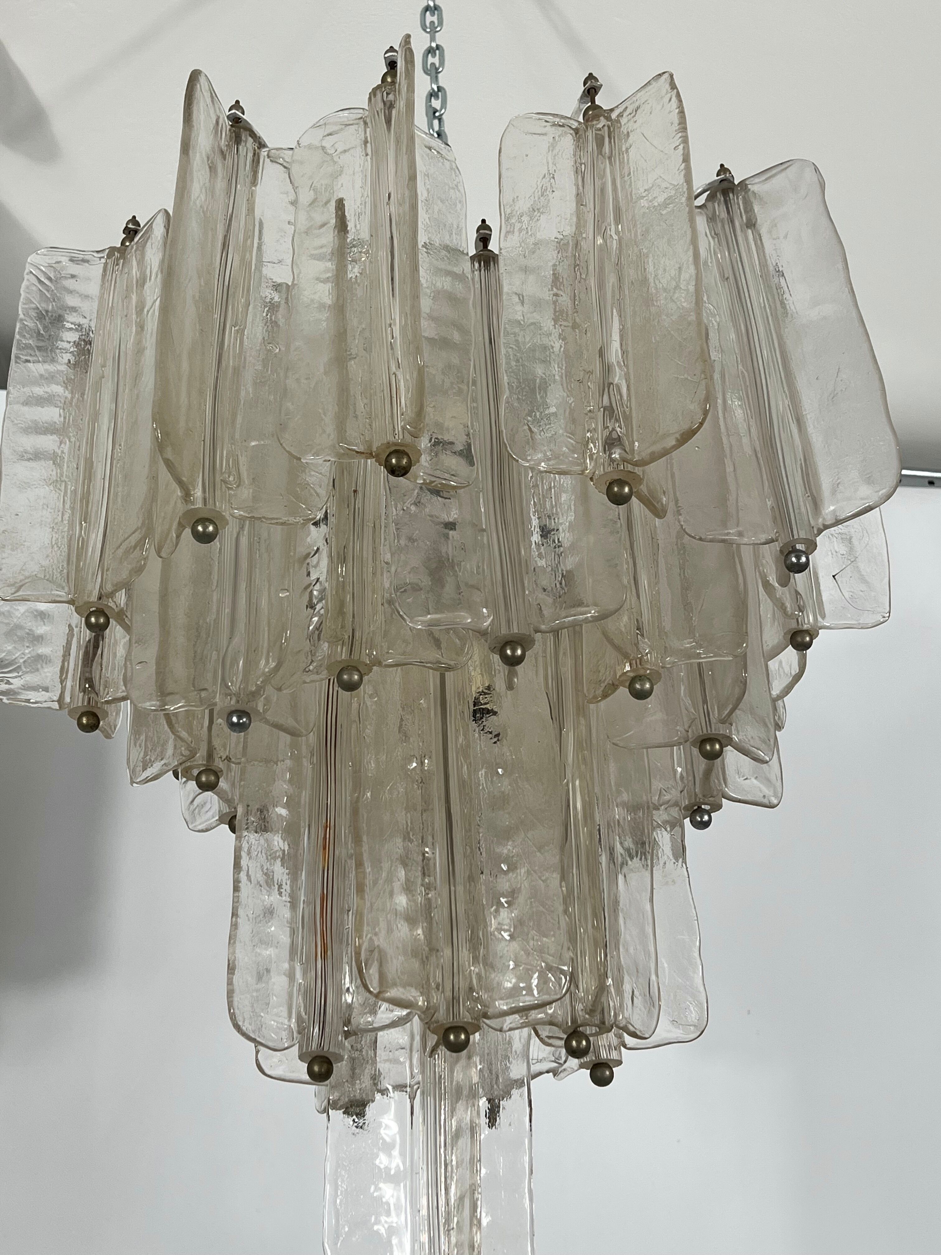 Pair of Murano glass chandeliers by Toni Zuccheri for Venini