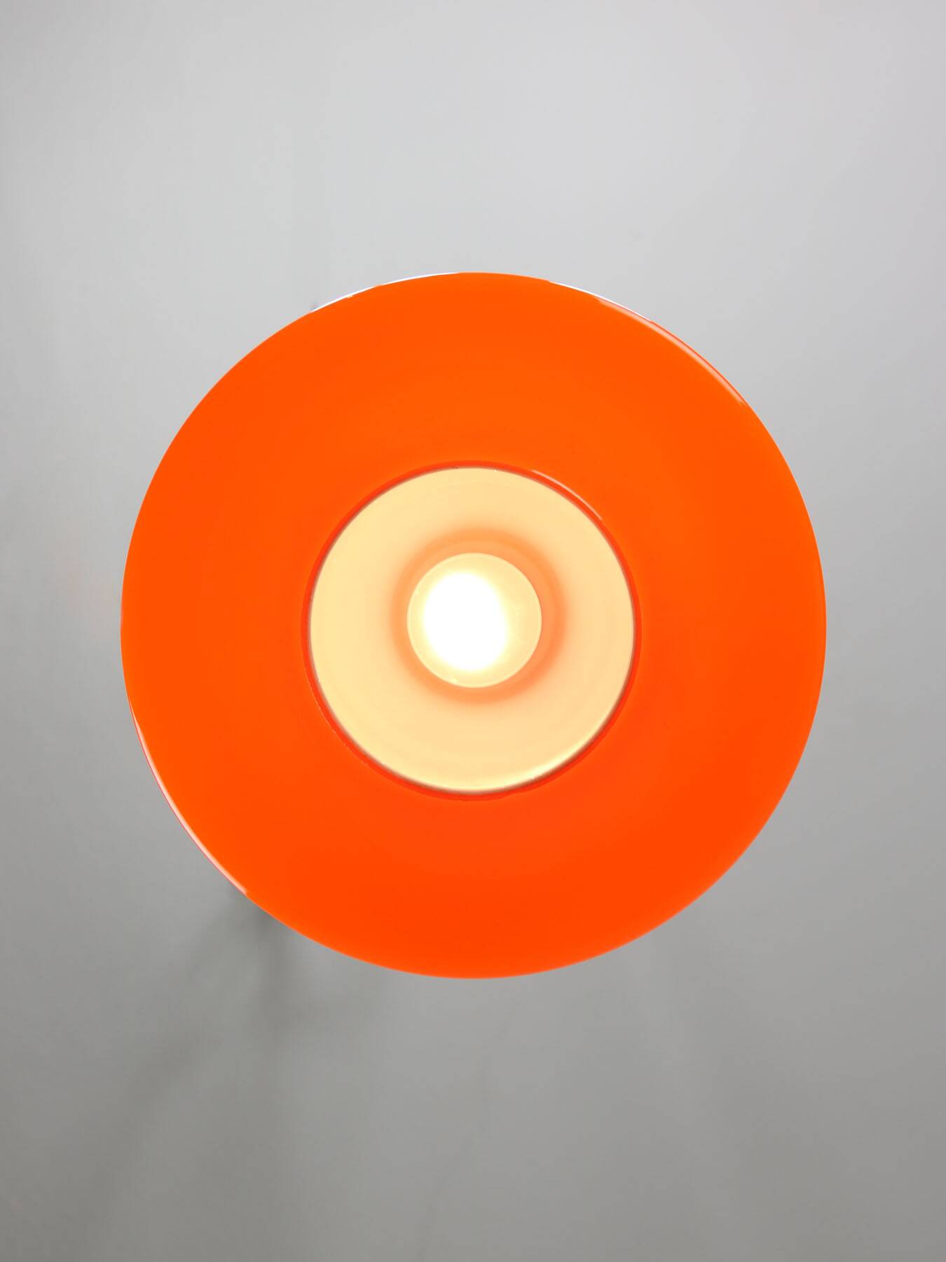 Mid-century italian orange glass & brass pendant lamp