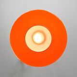 Mid-century italian orange glass & brass pendant lamp