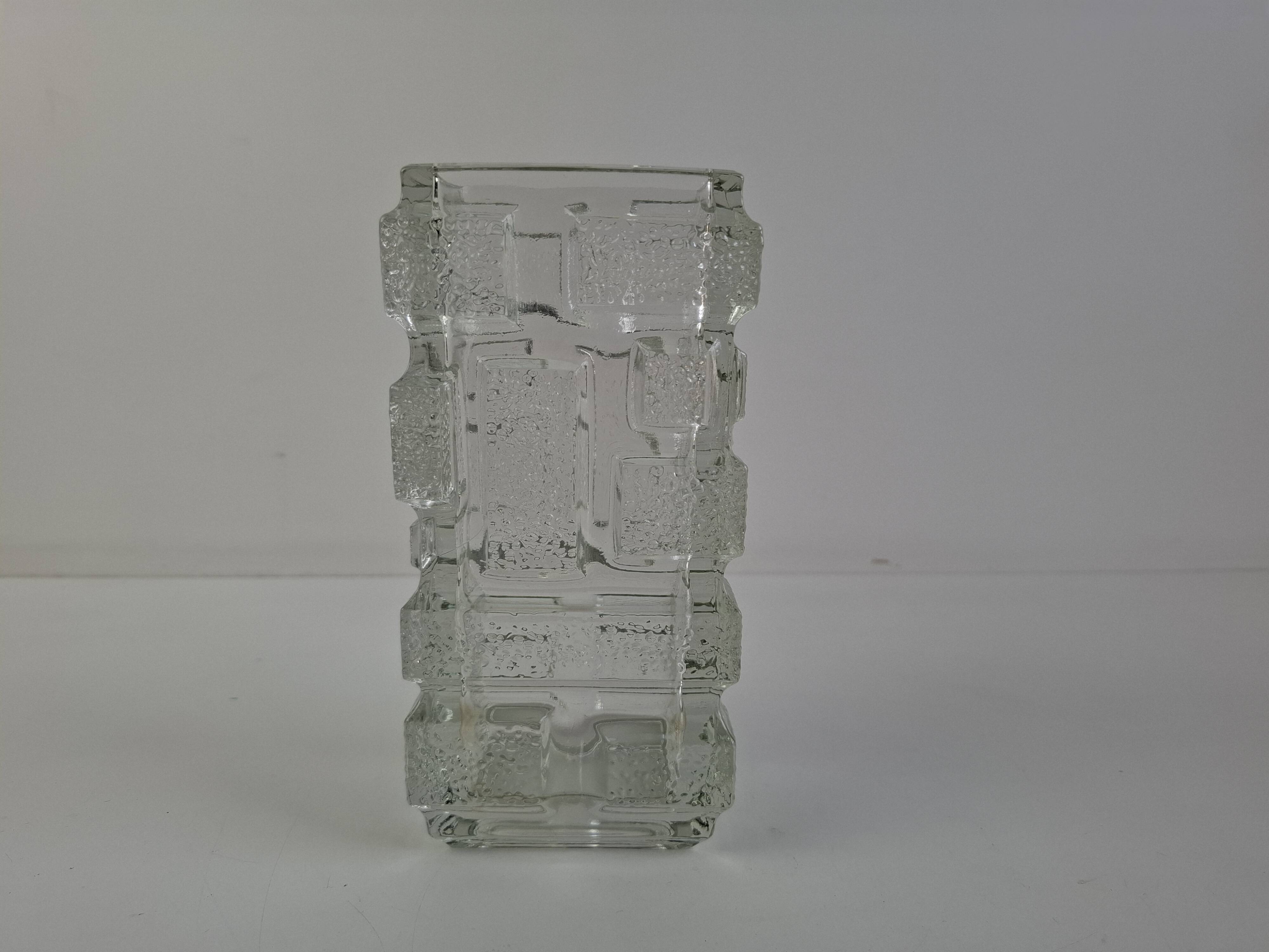 1969 Brickwork Pressed Glass Vase by Jiří Zejmon for Rudolfova Huť, Czechos