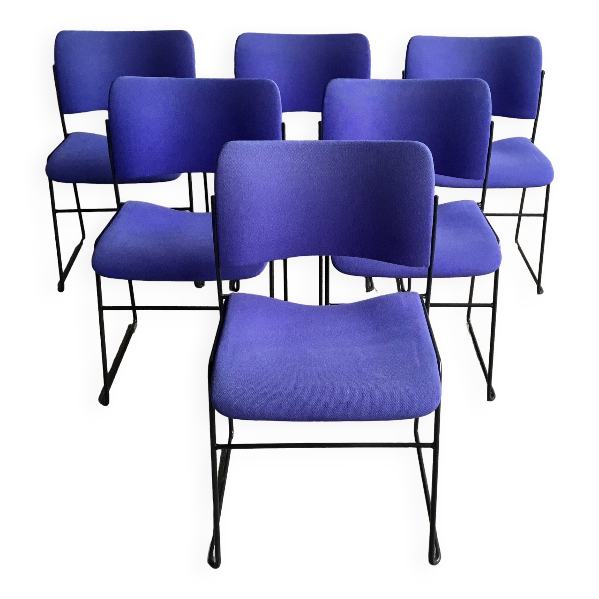 Set of 6 blue Howe 40/4 stacking chairs by David Rowland