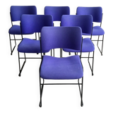 Set of 6 blue Howe 40/4 stacking chairs by David Rowland