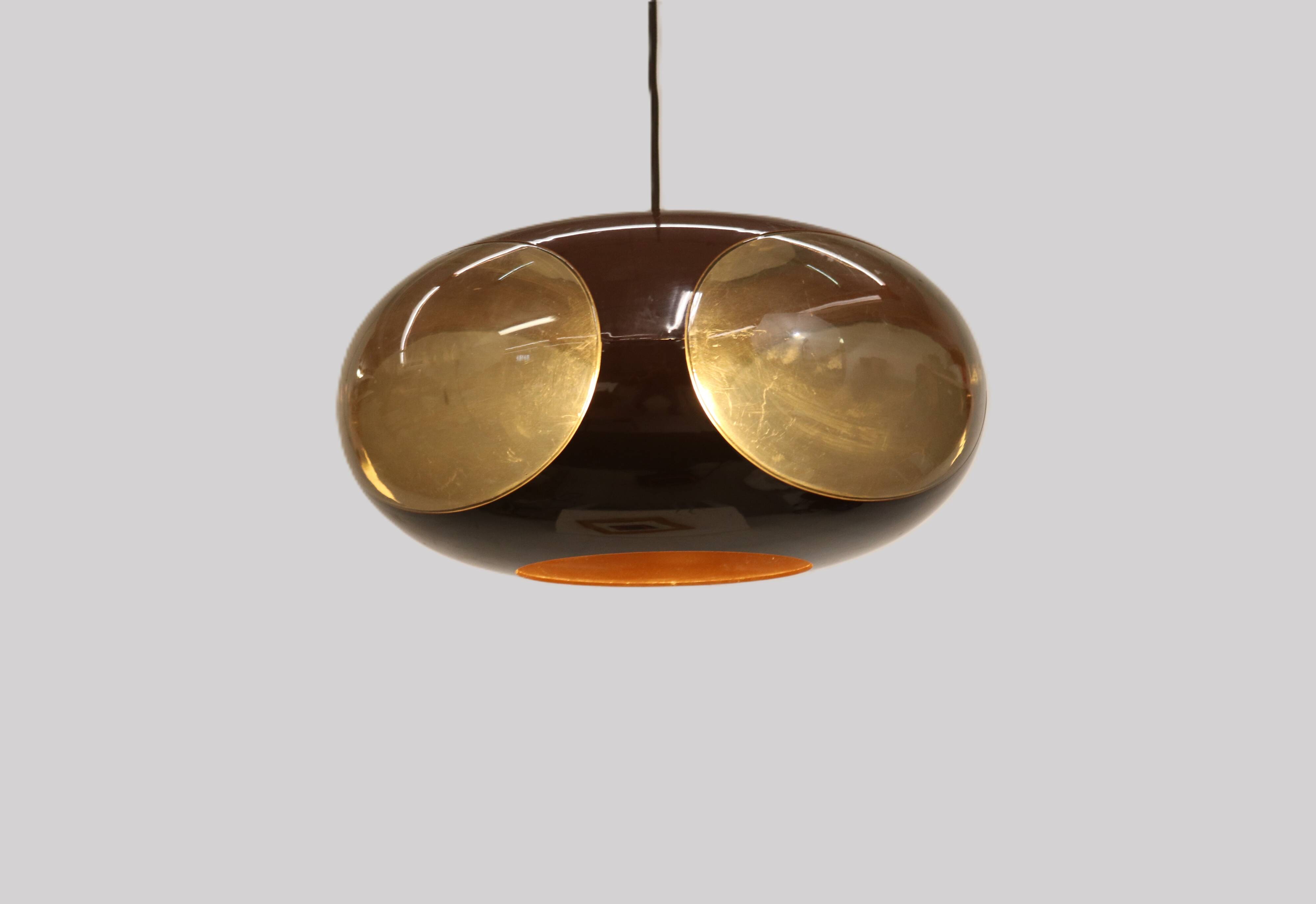 Space age bug eye ufo lamp *** Massive Belgium *** chocolat brown colour **
