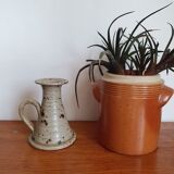 Speckled stoneware candle holder