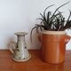 Speckled stoneware candle holder