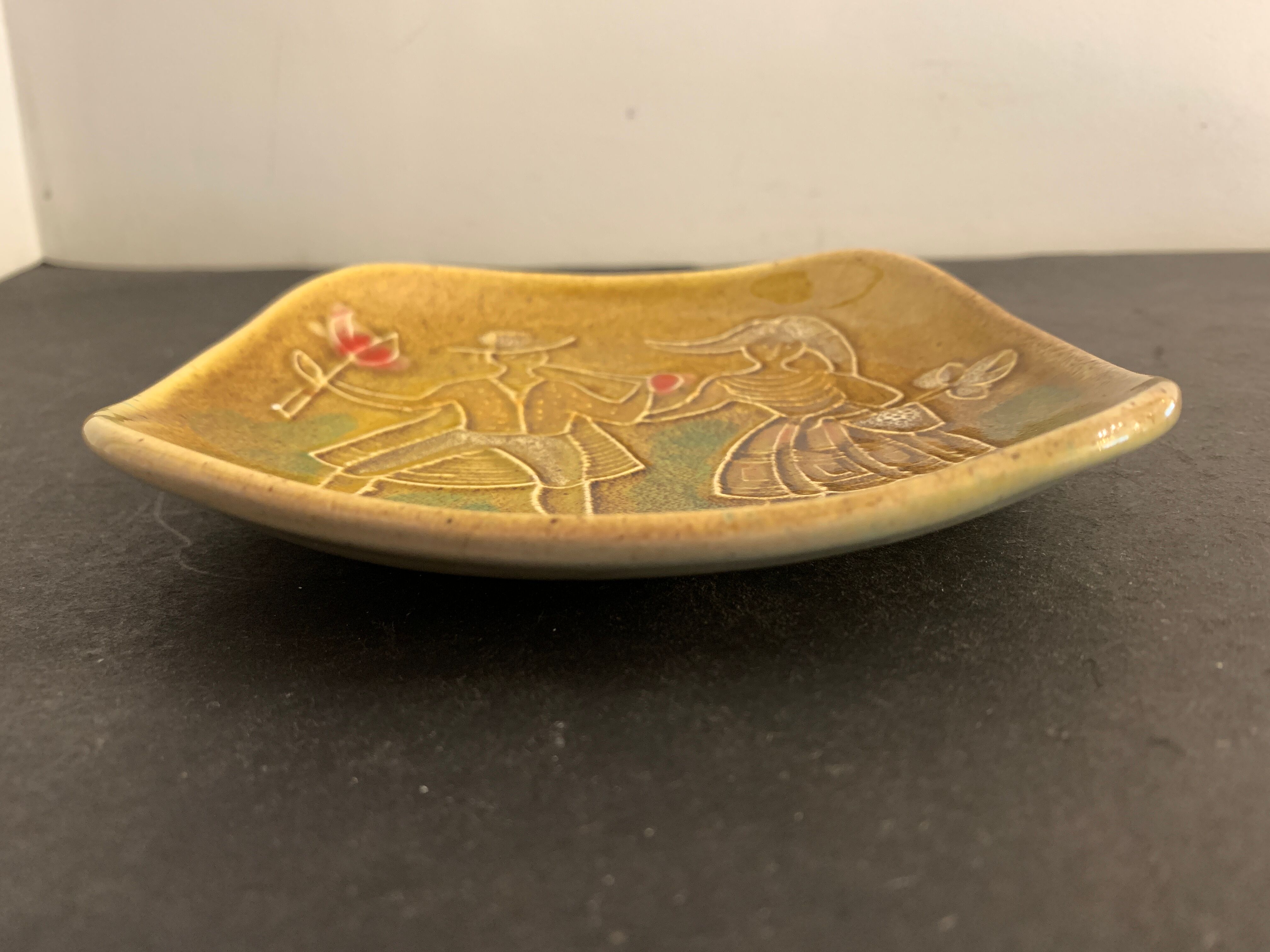 Ceramic trinket bowl Italian numbered, Alessio Tasca, mid Century