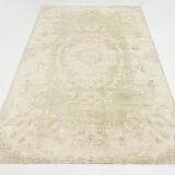 5x8 Green Cream Oriental Turkish Vintage Rug,  142x240Cm