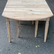 Renovated square extendable dining table in raw solid cherry wood, Louis XVI style.