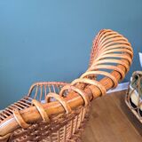 Rattan armchair by Tito Agnoli