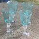 Set of 4 large wine glasses in blown and bubbled glass, green, wine color