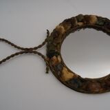 Vintage stone brass hand mirror