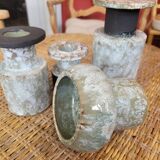 Set of 4 signed enameled vases