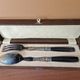 Salad serving set in horn and silver-plated metal in the Louis XVI style.