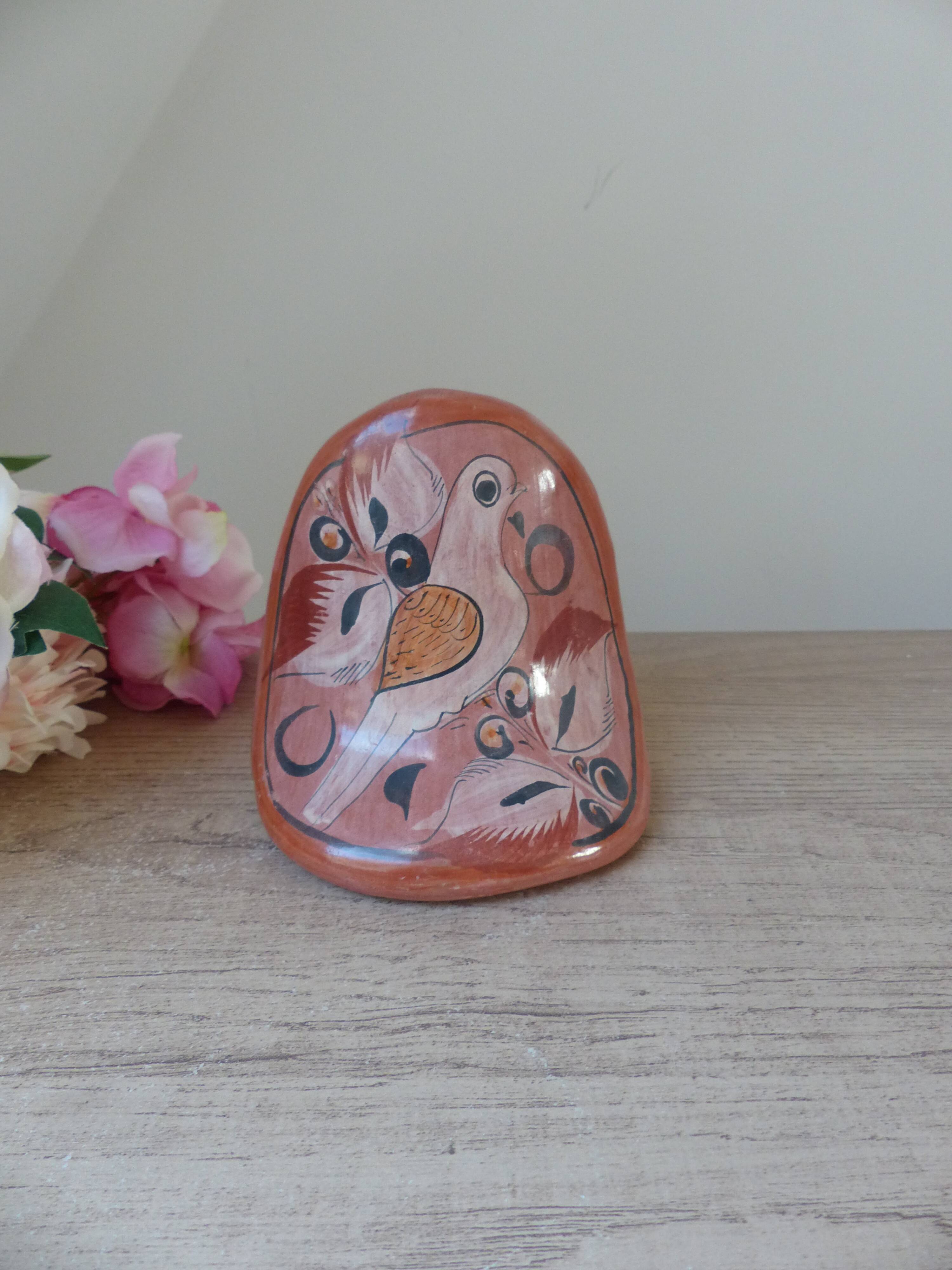 Vintage mexican owl decor bird dove ceramic hand painted tonala