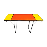 Two-tone vintage foldable side table with 2 extension cords