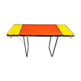 Two-tone vintage foldable side table with 2 extension cords